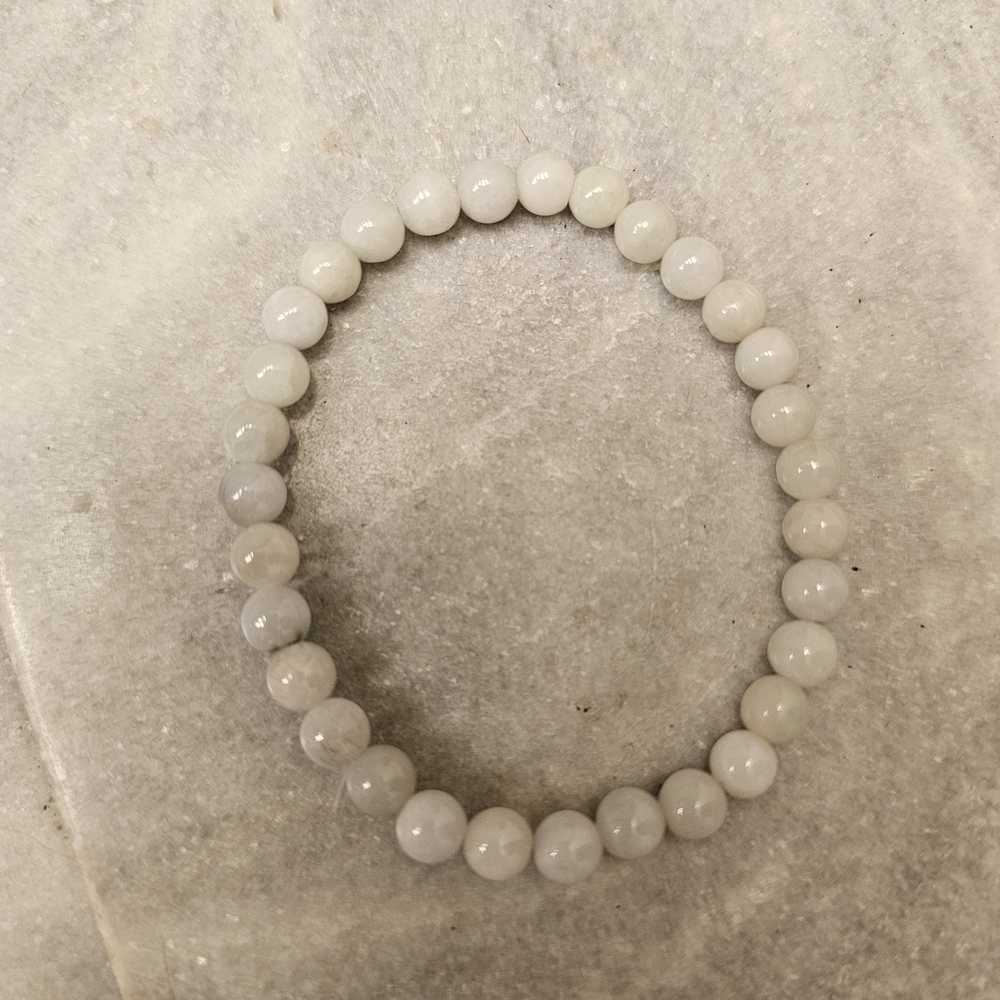 White Jade Beaded Bracelet